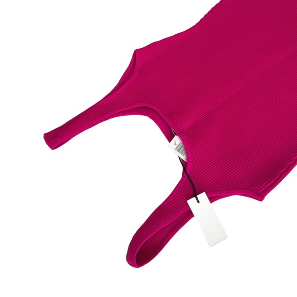 Babaton Sculpt Knit Squareneck Mini Dress in Hot Pink - Picture 6 of 10